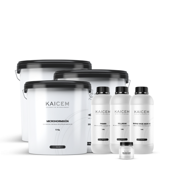 Kit 30 m2 · Paredes de cocina, con juntas Microhormigón